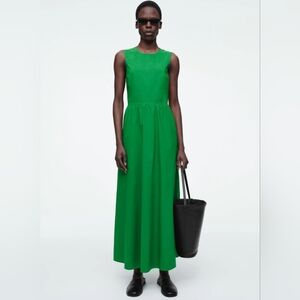 NWT COS OPEN-BACK COTTON MAXI DRESS Green Sz 2